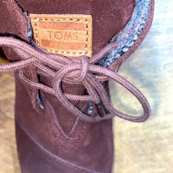 Tom’s lace up wedge ankle booties brown size 8 1/2 - Picture 8 of 9